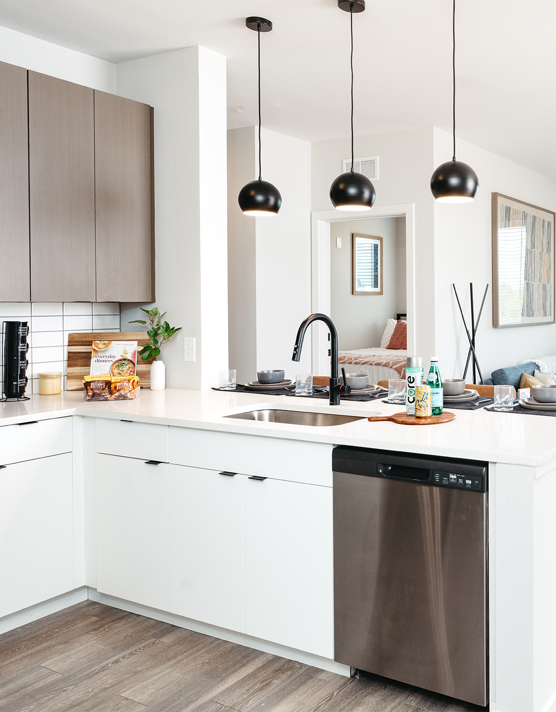 A kitchen with stainless-steel appliances