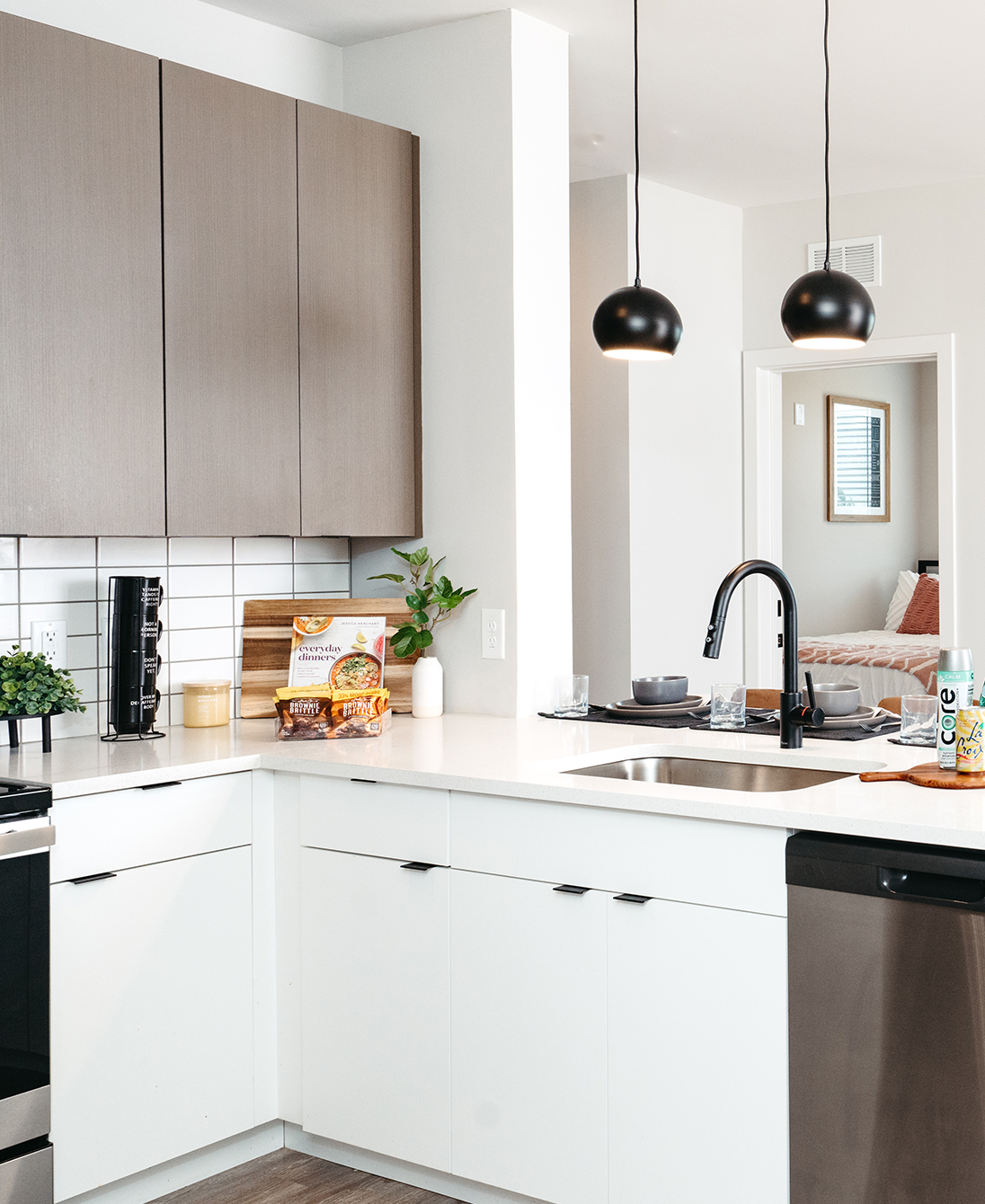 A kitchen with modern appliances