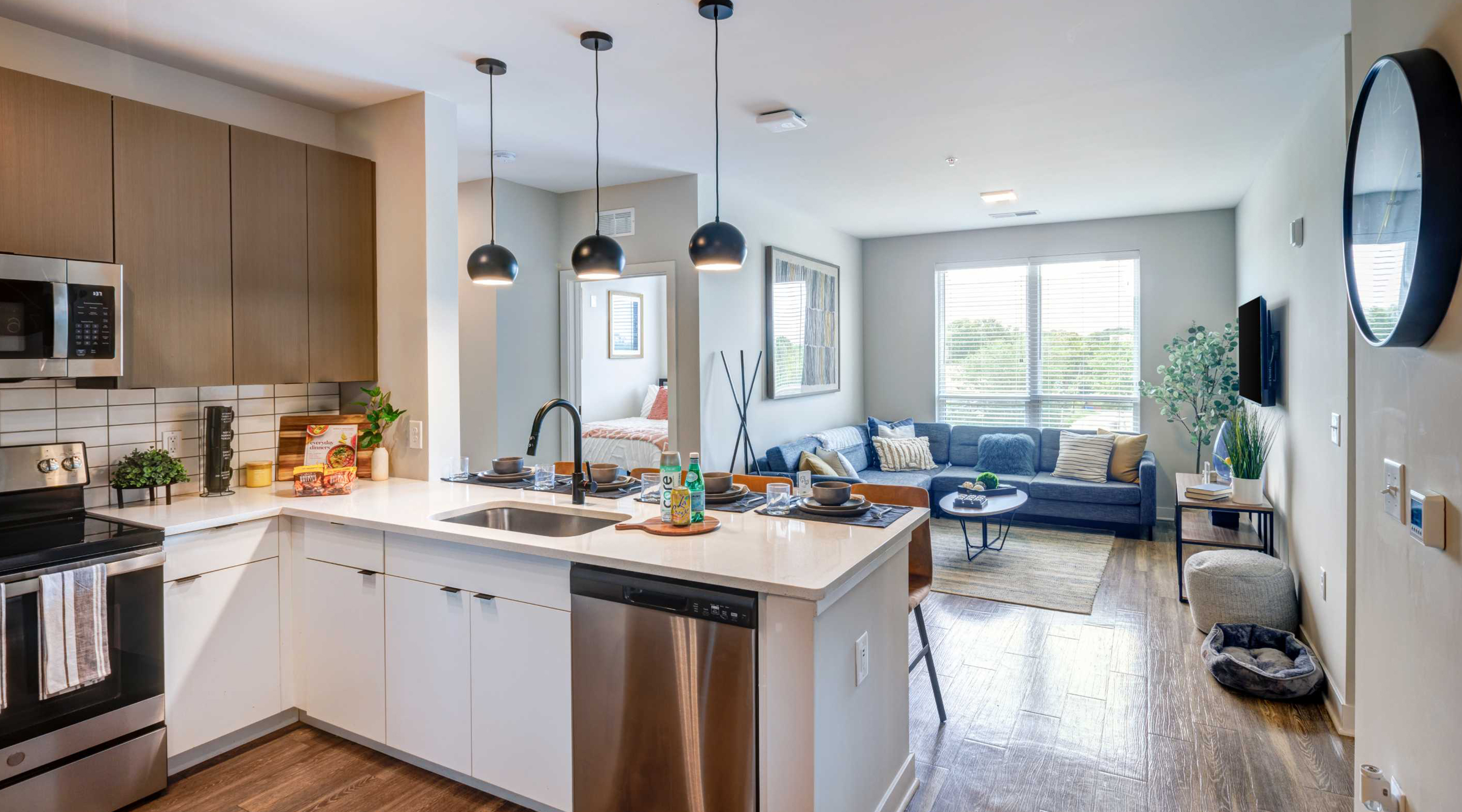 A kitchen with modern appliances